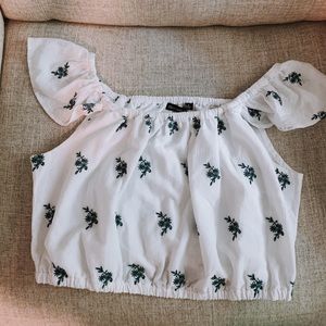White & Floral Crop Top